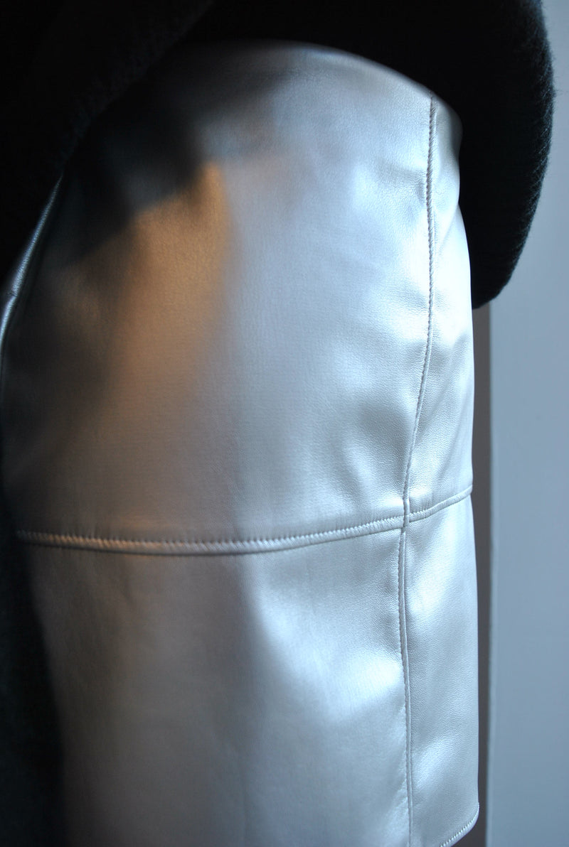 SILVER FAUX LEATHER MINI SKIRT