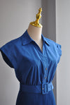 ROYAL BLUE SUMMER PLEATED DRESS WITH A BELT