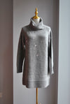 GREY TURTLENECK TUNIC DRESS WITH CRYSTALS