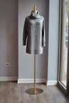 GREY TURTLENECK TUNIC DRESS WITH CRYSTALS