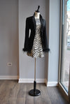 BLACK FIT BLAZER WITH FEATHERS