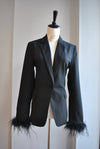 BLACK FIT BLAZER WITH FEATHERS