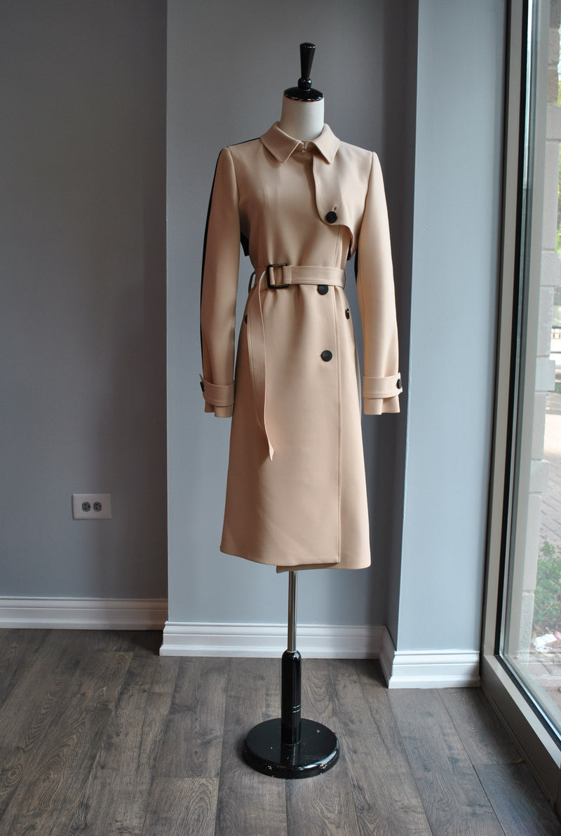 BEIGE AND BLACK TRENCH COAT
