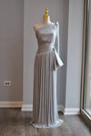 SILVER LONG ASYMMETRIC DRESS