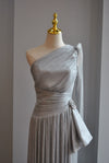 SILVER LONG ASYMMETRIC DRESS