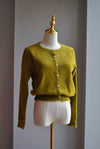 MUSTARD SWEATER TOP WITH PEARL BUTTONS