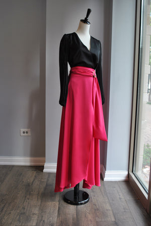 FUCHSIA PINK MAXI WRAP SKIRT