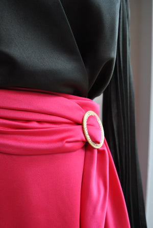 FUCHSIA PINK MAXI WRAP SKIRT