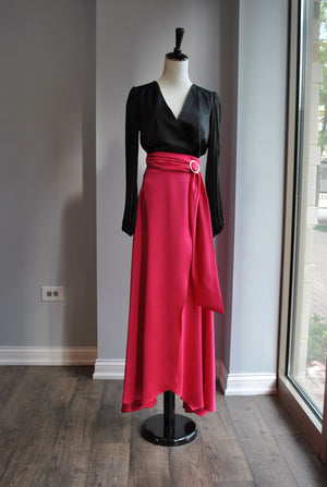 FUCHSIA PINK MAXI WRAP SKIRT