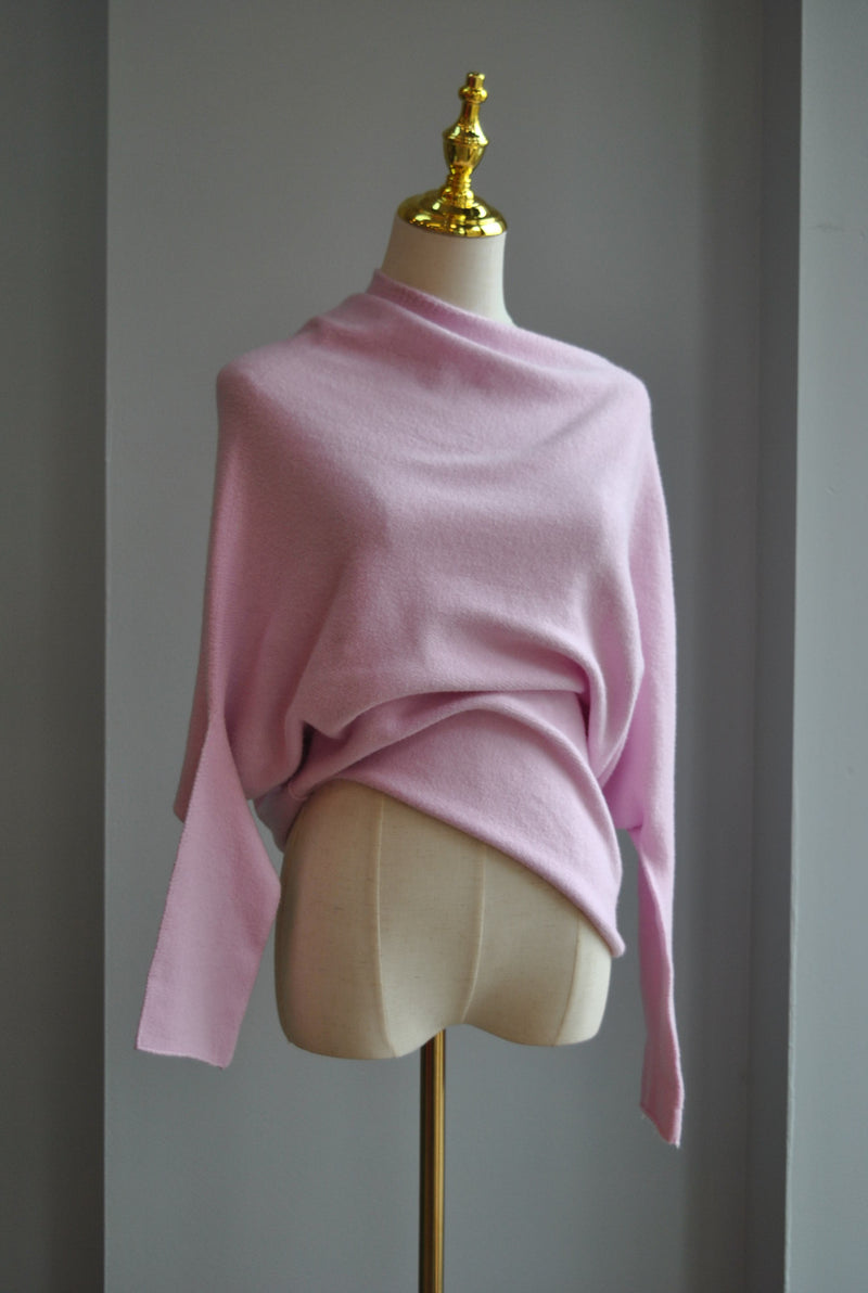 BLUSH PINK ASYMMETRIC SWEATER