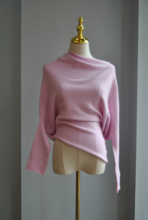 BLUSH PINK ASYMMETRIC SWEATER