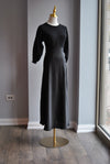 BLACK MIDI DRESS WITH SILKY BOTTOM