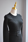 BLACK SWEATER DRESS WITH A BELT