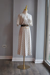 BLACK AND WHITE MIDI SUMMER DRESS WITH SIDE POCKETS AND A BELT
