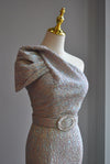 MULTICOLOR MIDI COCKTAIL DRESS WITH CRYSTAL BELT