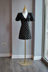 BLACK MINI DRESS WITH CRYSTALS