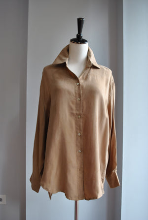 TAUPE VELVET LIKE OVERSIZED SHIRT