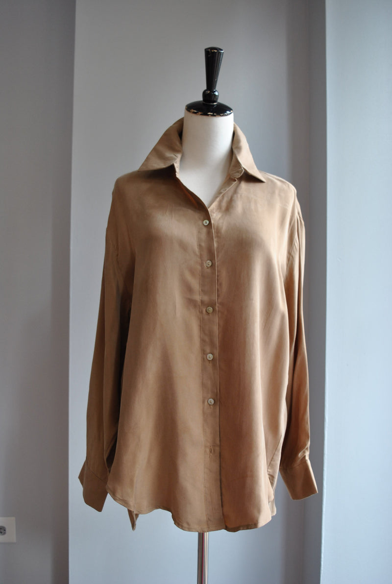 TAUPE VELVET LIKE OVERSIZED SHIRT
