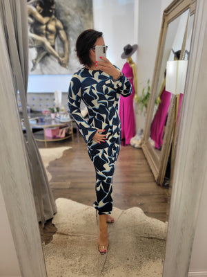 NAVY BLUE MIDI SILKY DRESS