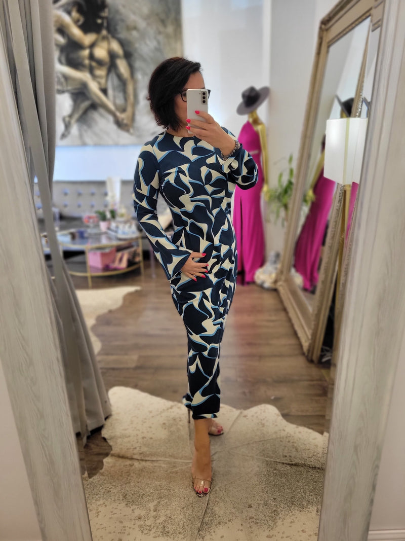 NAVY BLUE MIDI SILKY DRESS