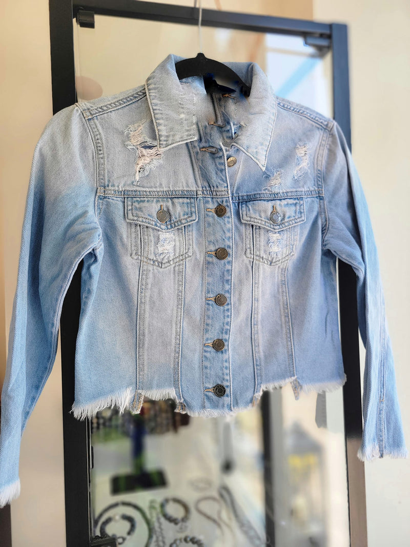 LIGHT BLUE SUMMER CROPPED JEAN JACEKET