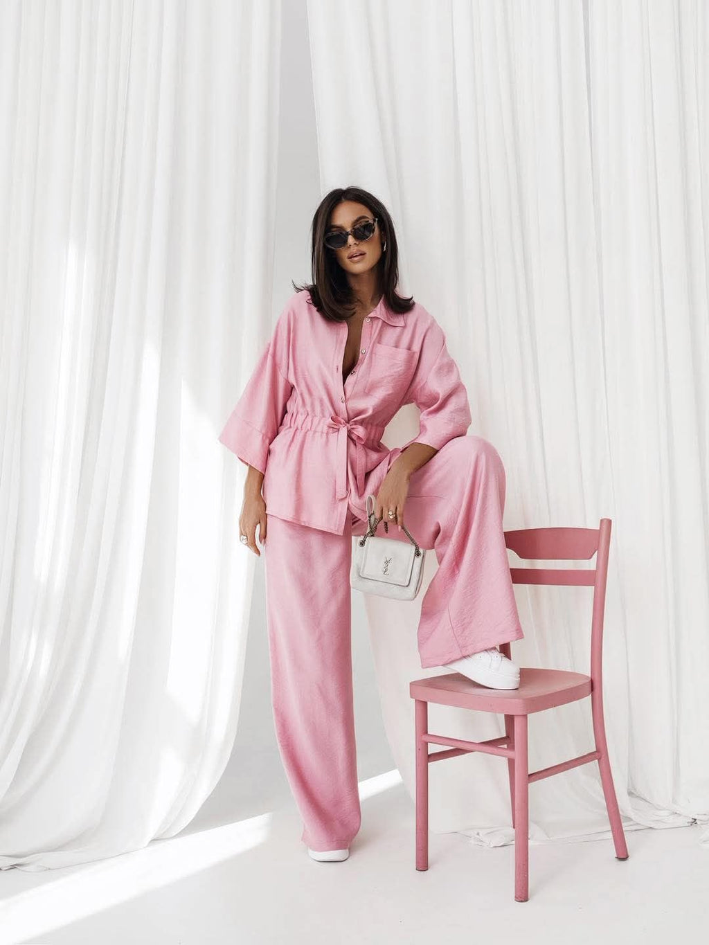 PINK SUMMER SET WITH PANTS AND BLAZER
