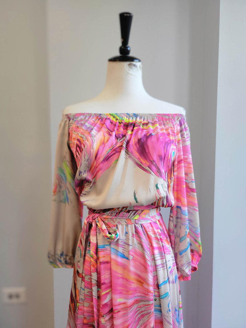 PINK MULTI MAXI SUMMER DRESS