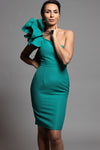 CLEARANCE - NAVY BLUE SILKY LONG DRESS WITH OPEN BACK AND SIDE SLIT