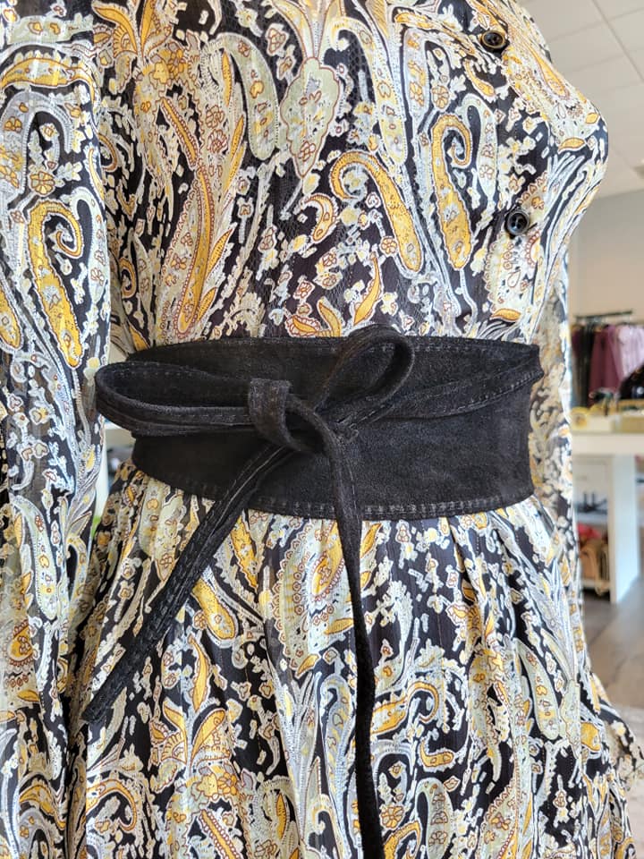 BLACK SUEDE LEATHER WRAP BELT