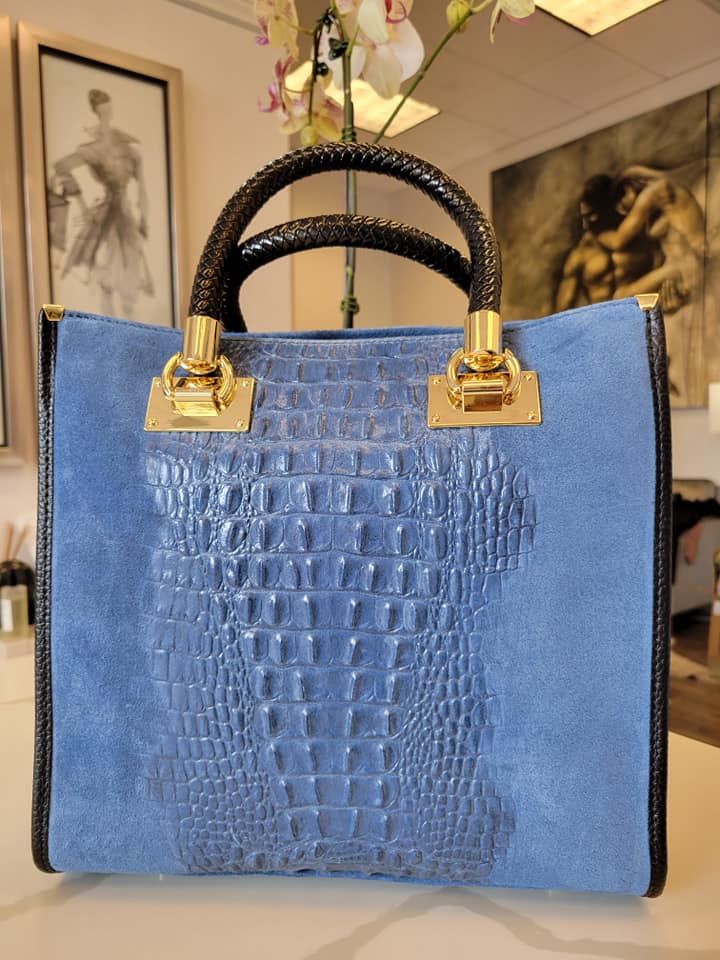 blue crocodile bag