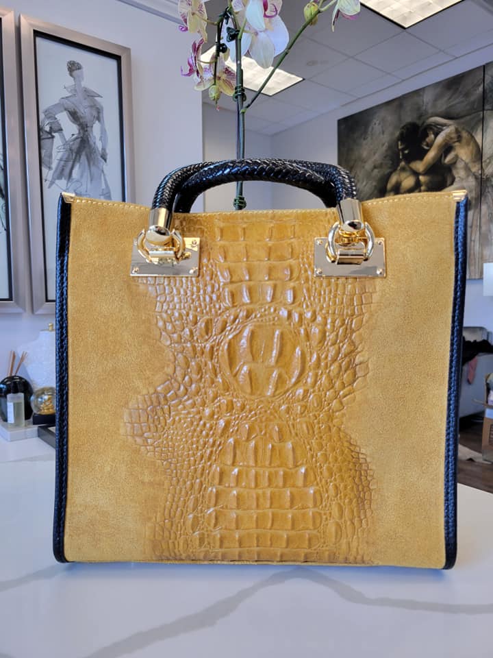 MUSTARD ECO LEATHER HANDBAG – Le Obsession Boutique