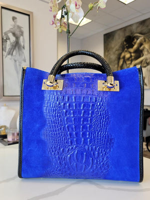 COBALT BLUE LEATHER HANDBAG