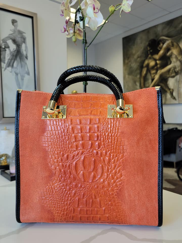 ORANGE LEATHER HANDBAG Le Obsession Boutique
