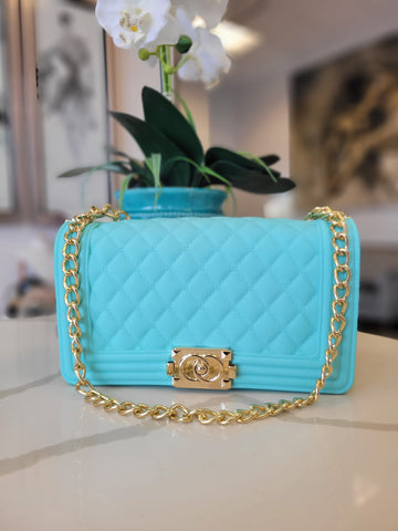 CARAMEL FAUX CROCODILE LEATHER CLUTCH / CROSSBODY HANDBAG