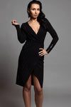 BLACK MIDI DRESS WTH GOLD STUDS
