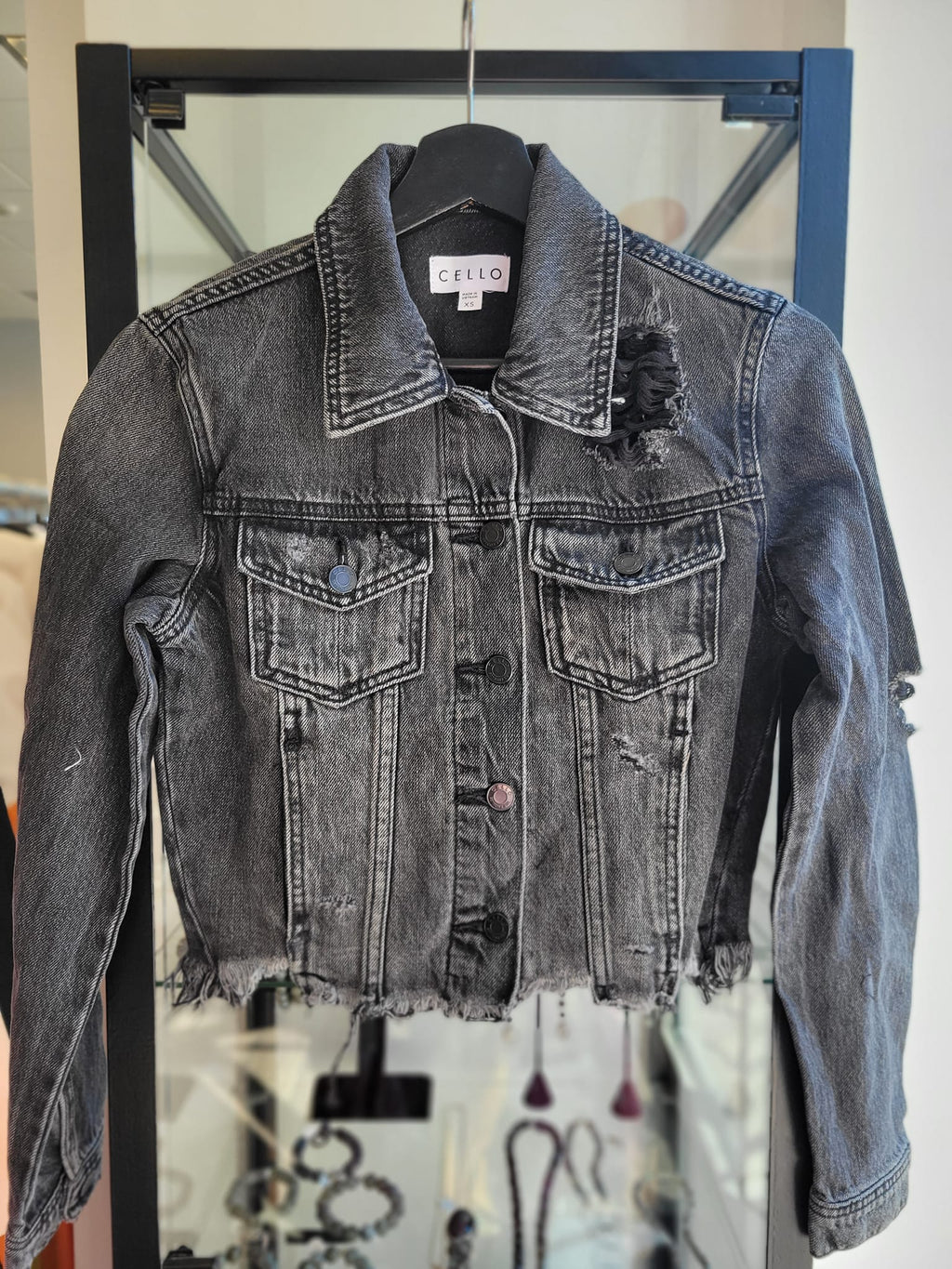 CHARCOAL GREY JEAN CROPPED JACKET