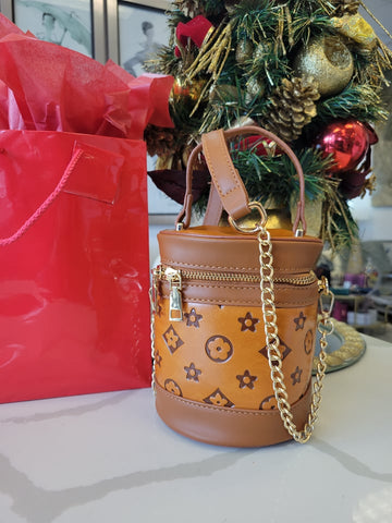 CARAMEL FAUX CROCODILE LEATHER CLUTCH / CROSSBODY HANDBAG