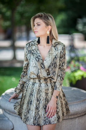 SILKY SNAKE PRINT LONG SLEEVE TOP