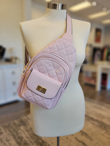 PEACH CROSSBODY GUILTED BAG