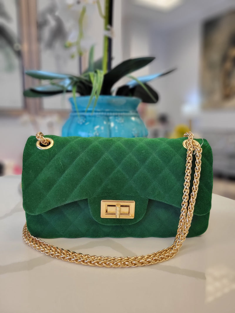 GREEN VELVET CROSSBODY BAG