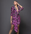 FUSCHIA PINK AND BLACK SEQUINS PARTY DRESS WITH STATEMENT SLEEVES