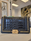 CARAMEL FAUX CROCODILE LEATHER CLUTCH / CROSSBODY HANDBAG