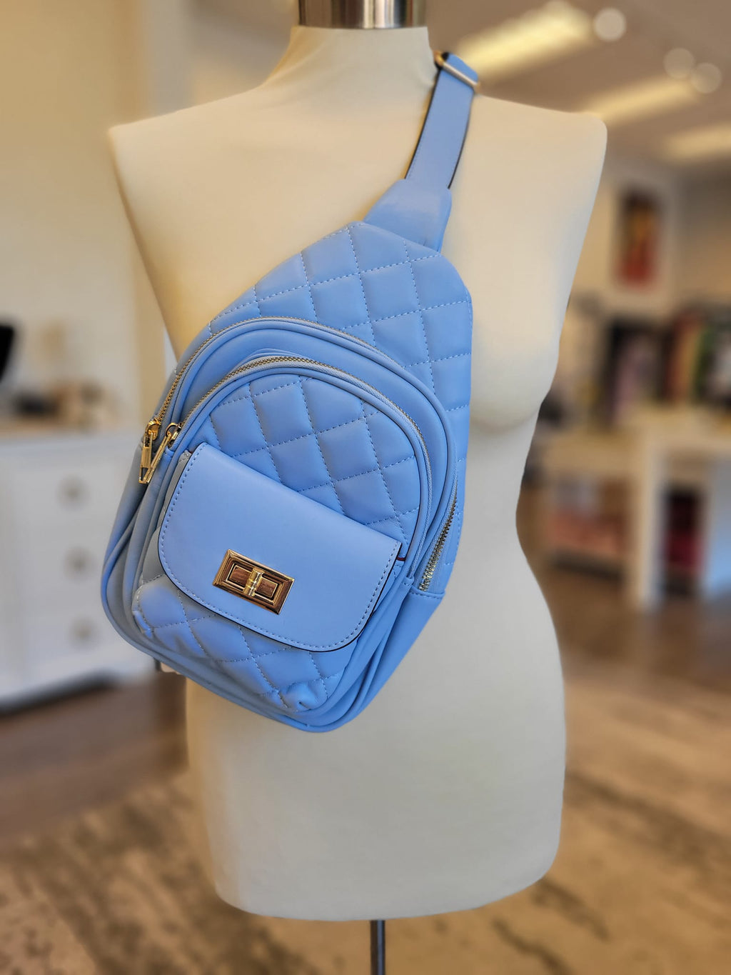BLUE ECO LEATHER BACKPACK