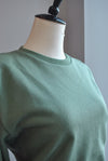 CLEARANCE - OLIVE GREEN SWEATSHIRT TOP WITH STATEMENT SHOULDERS