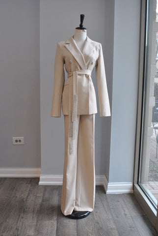 CLEARANCE - WHITE AND BEIGE SUIT