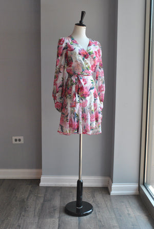 WHITE AND PINK MULTI WRAP SUMMER DRESS