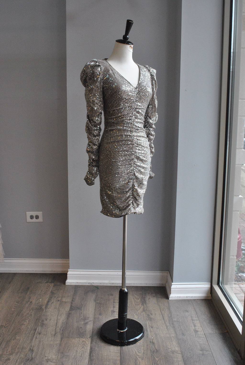 TAUPE SEQUIN MINI PARTY DRESS