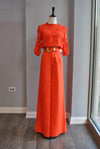 ORANGE SET OF FLAIR PANTS AND LACE TOP