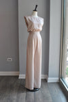 CHAMPAGNE SILKY JUMPSUIT WITH OPEN BACK