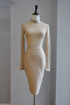 CLEARANCE - BEIGE BANDAGE DRESS WITH MESH TOP